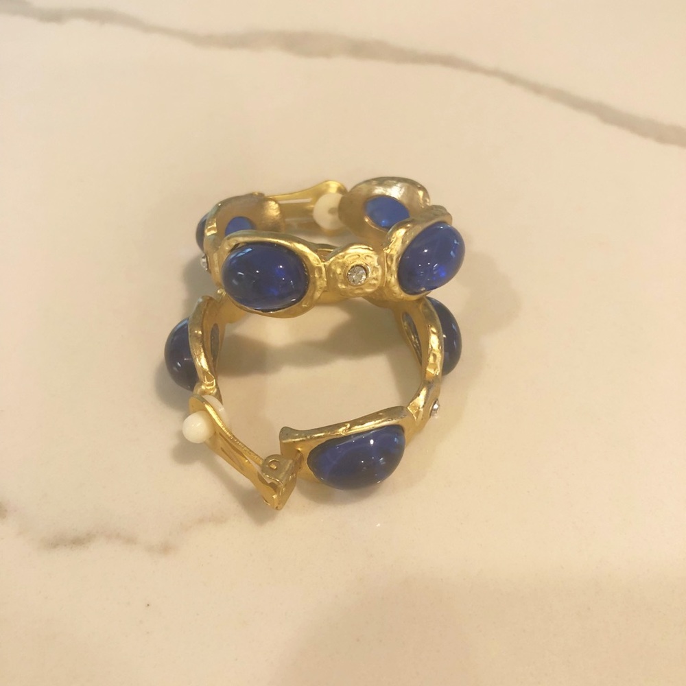 Kenneth J. Lane blue and gold clip on earrings